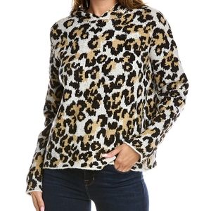 👕RAIN + ROSE leopard print hooded sweater sz med